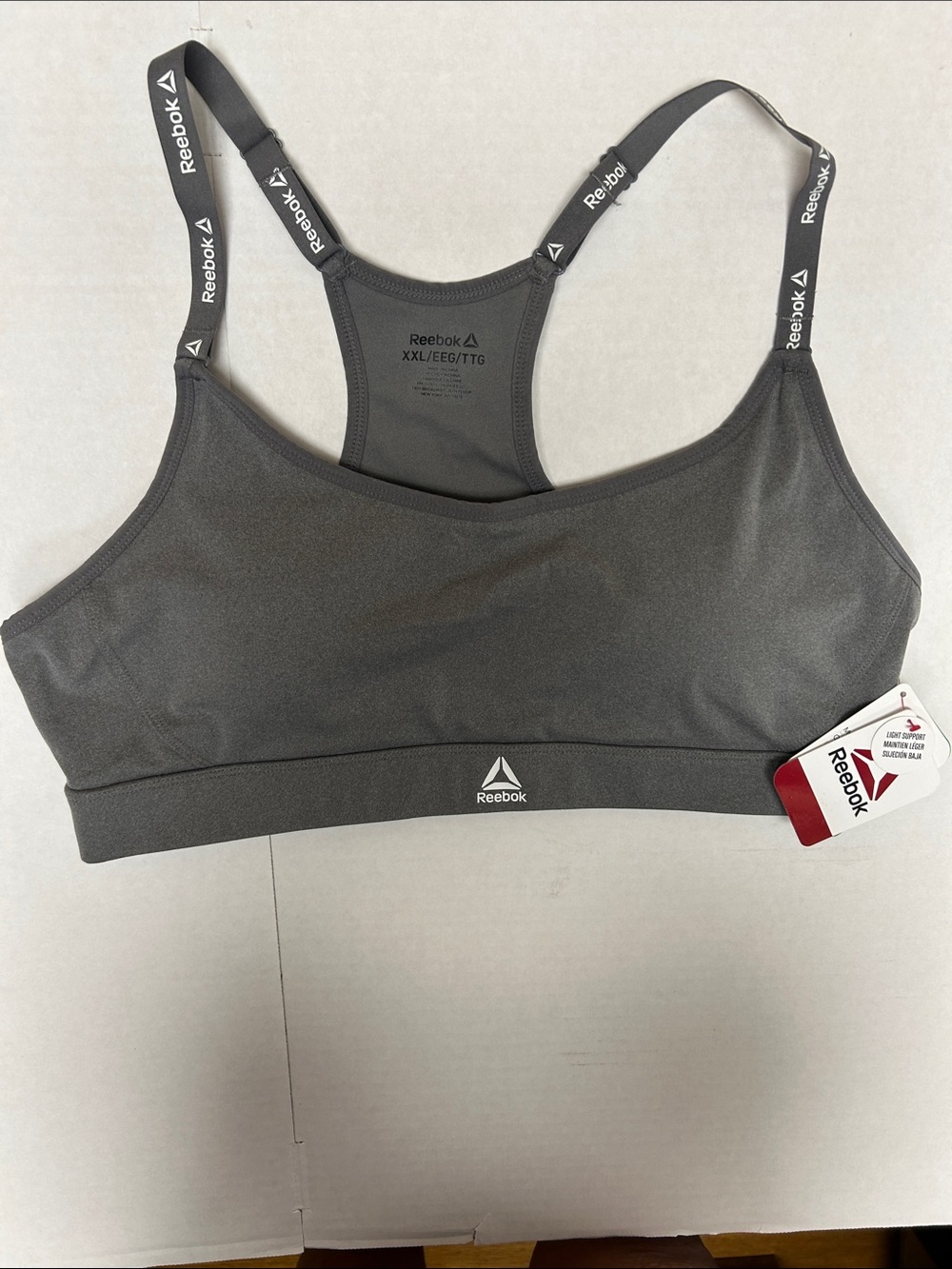 Reebok - Gray Racerback Sports Bra with padding/Adjustable Straps-XXL-NWT